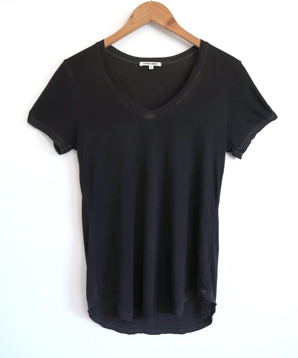 COTTON CITIZEN Supima Cotton V-Neck Tee T-Shirt Vintage Black Shopbop S $90